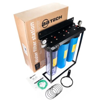 System filtracji wody Big Blue 3x20" BBTECH zestaw z manometrami